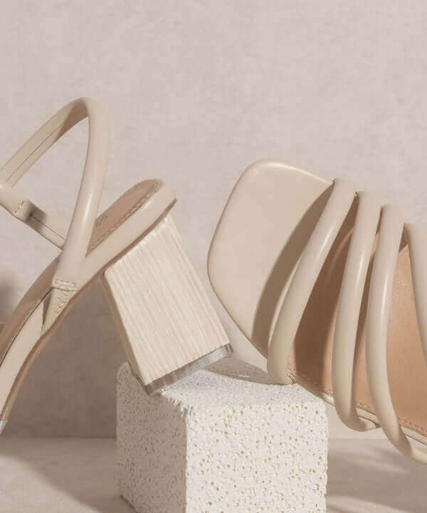 OASIS SOCIETY Ashley - Nude White Wooden Heels Sandals, Oasis Society, $ 49.95