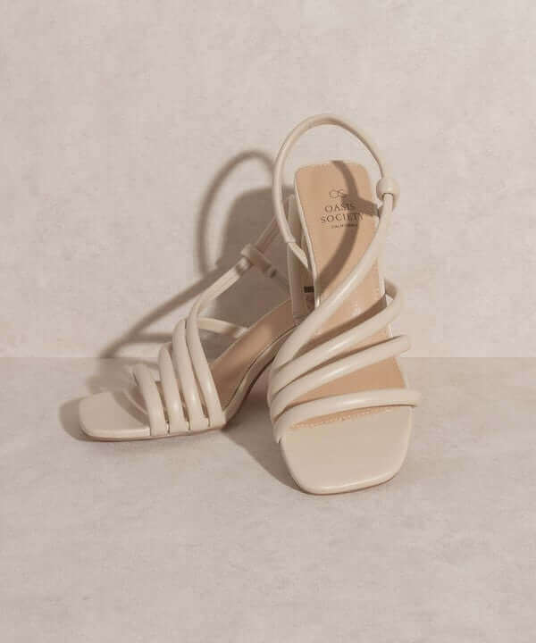 OASIS SOCIETY Ashley - Nude White Wooden Heels Sandals, Oasis Society, $ 49.95