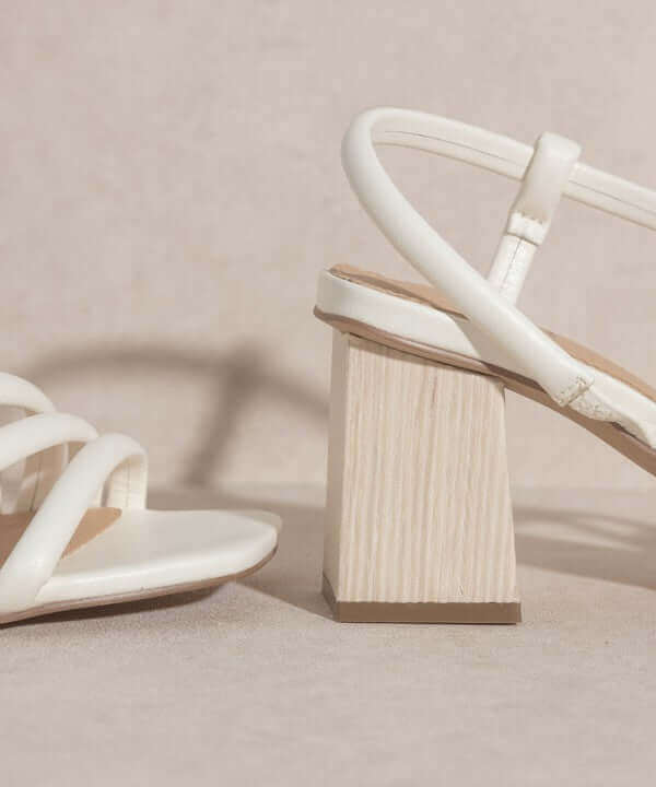 OASIS SOCIETY Ashley - Nude White Wooden Heels Sandals, Oasis Society, $ 49.95