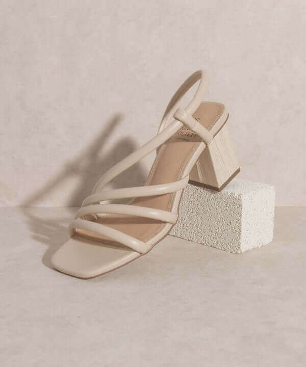 OASIS SOCIETY Ashley - Nude White Wooden Heels Sandals, Oasis Society, $ 49.95