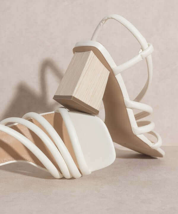 OASIS SOCIETY Ashley - Nude White Wooden Heels Sandals, Oasis Society, $ 49.95