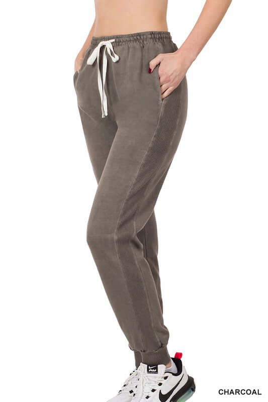 Women's Pigment Dye Drawstring Waist Jogger Pants | USA Boutique, ZENANA, $ 45.00