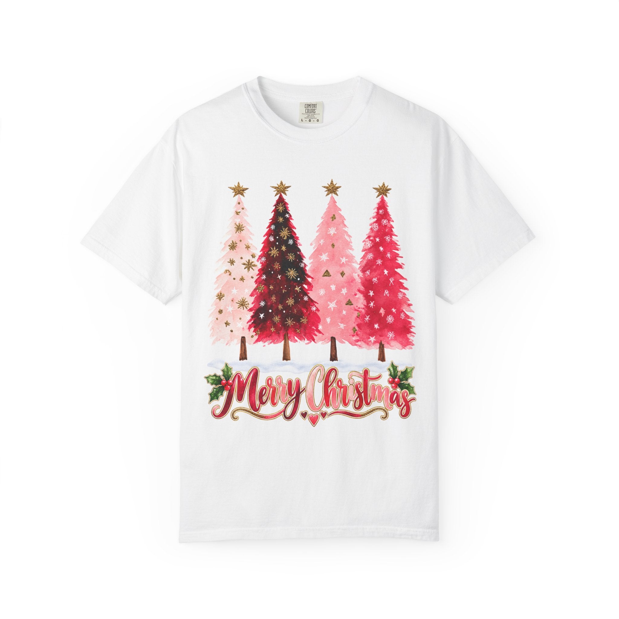 Merry Christmas Pink Tree T-Shirt - t-shirt product image 1