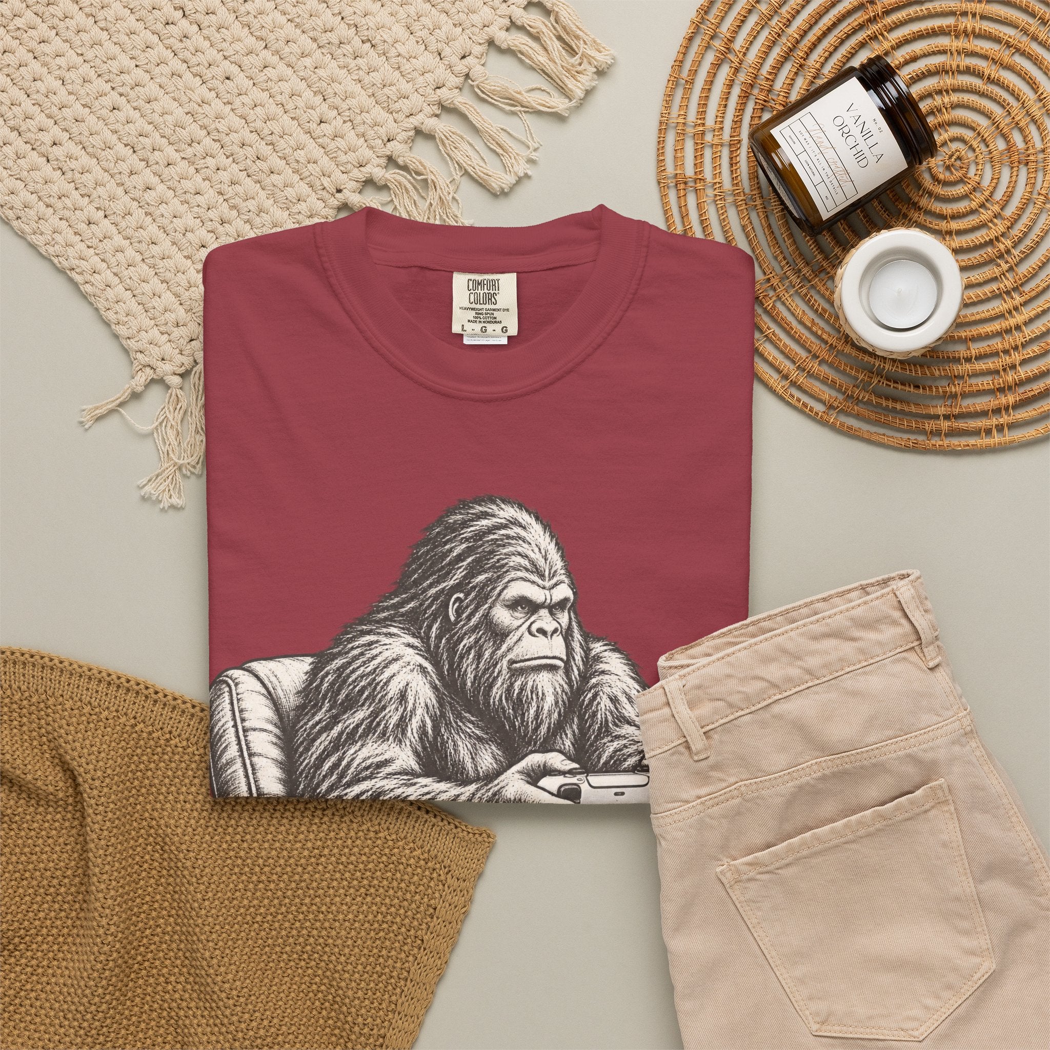 Bigfoot Gamer T-Shirt — Sasquatch gaming Comfort Colors® 1717 graphic tee, product image 27
