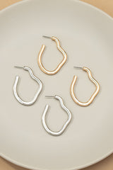 Gold Plated Irregular Shape Metal Hoop Earrings