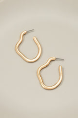 Gold Plated Irregular Shape Metal Hoop Earrings