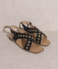 OASIS SOCIETY Kylie - Black Tan Studded Cross Band Summer Sandals, Oasis Society, A Moment Of Now