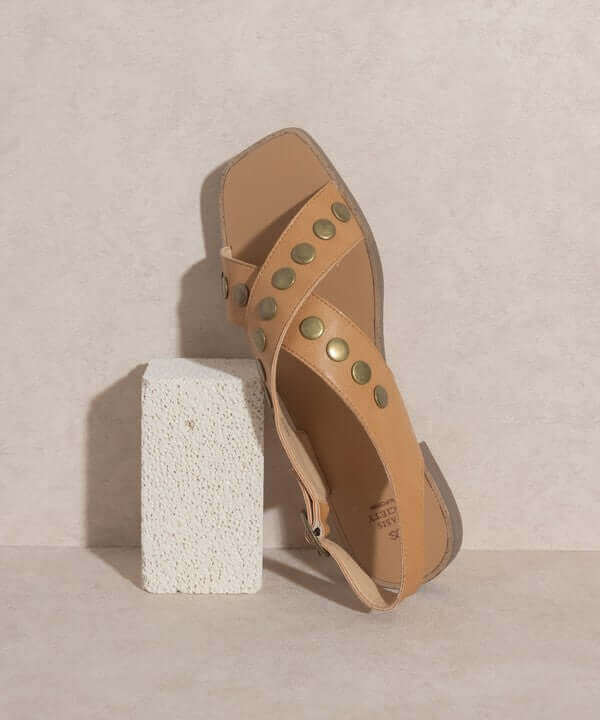 OASIS SOCIETY Kylie - Black Tan Studded Cross Band Summer Sandals, Oasis Society, A Moment Of Now