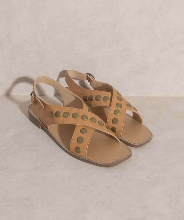 OASIS SOCIETY Kylie - Black Tan Studded Cross Band Summer Sandals, Oasis Society, A Moment Of Now