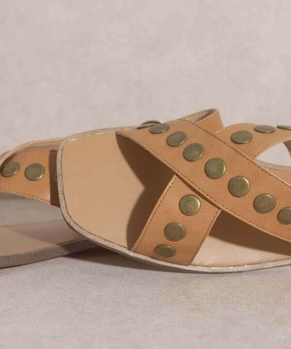 OASIS SOCIETY Kylie - Black Tan Studded Cross Band Summer Sandals, Oasis Society, A Moment Of Now