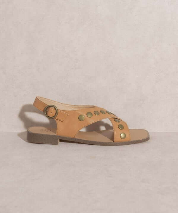 OASIS SOCIETY Kylie - Black Tan Studded Cross Band Summer Sandals, Oasis Society, A Moment Of Now