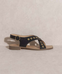 OASIS SOCIETY Kylie - Black Tan Studded Cross Band Summer Sandals, Oasis Society, A Moment Of Now