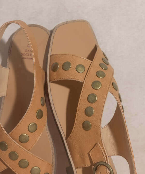 OASIS SOCIETY Kylie - Black Tan Studded Cross Band Summer Sandals, Oasis Society, A Moment Of Now