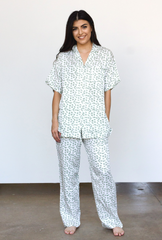 Leopard Pajama Modal Set in Cream + Sage | Boutique In USA, PJs, $ 138.00, A Moment Of Now™