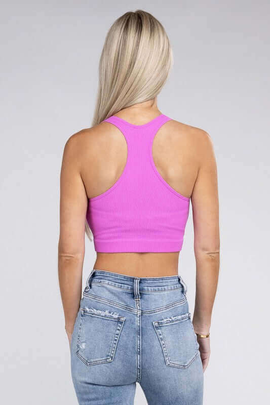 Ribbed Cropped Racerback Tank Top, ZENANA, $ 19.00