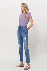 Scratchy Distressed Mom Jeans, VERVET by Flying Monkey, $ 62.95