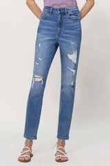 Scratchy Distressed Mom Jeans, VERVET by Flying Monkey, $ 62.95