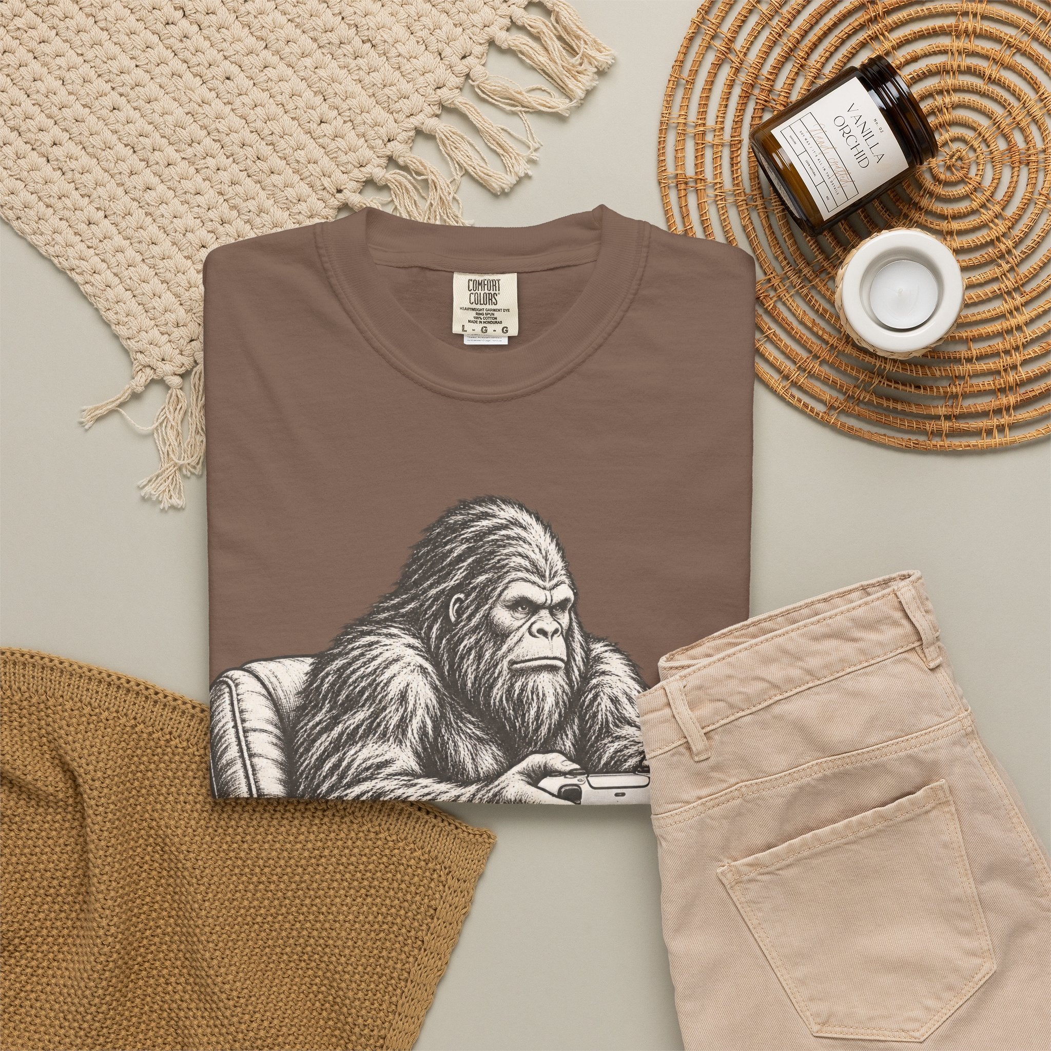 Bigfoot Gamer T-Shirt — Sasquatch gaming Comfort Colors® 1717 graphic tee, product image 24