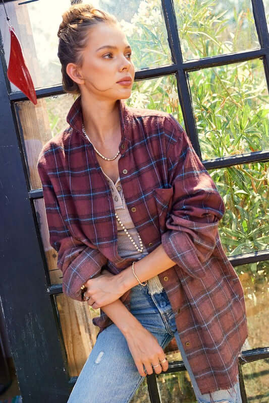 Kayla Vintage Plaid Checker Shirt