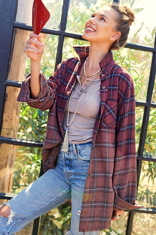 Kayla Vintage Plaid Checker Shirt