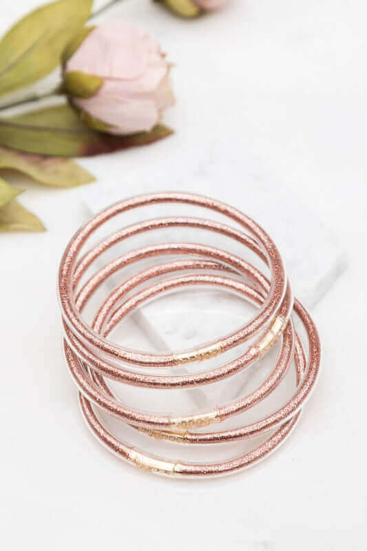 5 Piece Pack Glitter Jelly Bangle Bracelets Set, Bracelets, $ 21.95, A Moment Of Now™