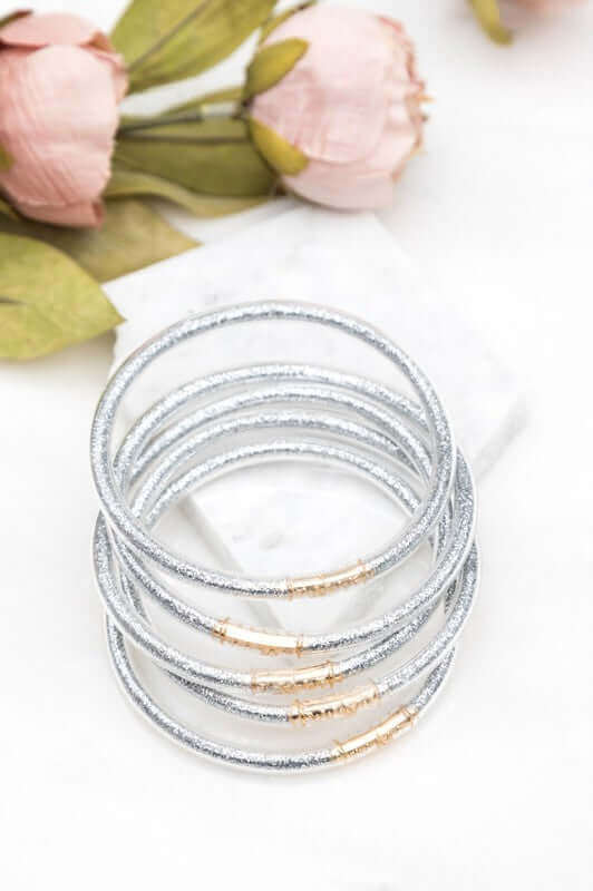 5 Piece Pack Glitter Jelly Bangle Bracelets Set, Bracelets, $ 21.95, A Moment Of Now™