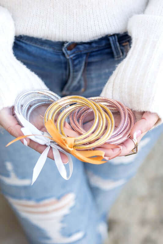 5 Piece Pack Glitter Jelly Bangle Bracelets Set, Bracelets, $ 21.95, A Moment Of Now™