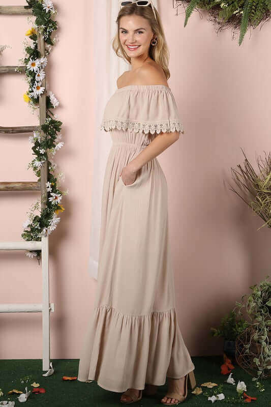 Off the Shoulder Flowy Maxi Dress, Ninexis, $ 55.00