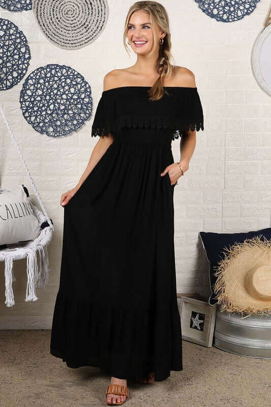 Off the Shoulder Flowy Maxi Dress, Ninexis, $ 55.00