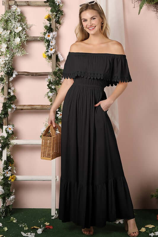 Off the Shoulder Flowy Maxi Dress, Ninexis, $ 55.00