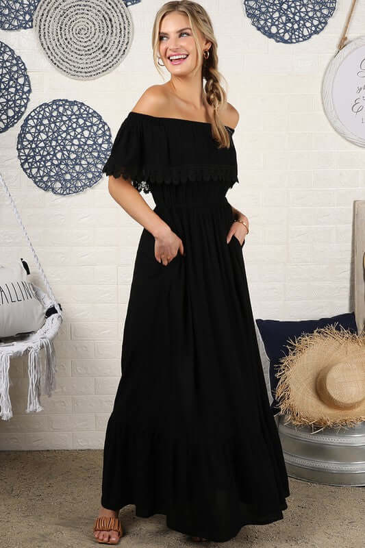 Off the Shoulder Flowy Maxi Dress, Ninexis, $ 55.00