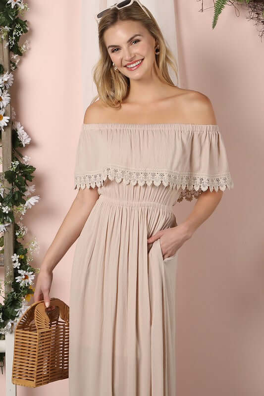 Off the Shoulder Flowy Maxi Dress, Ninexis, $ 55.00