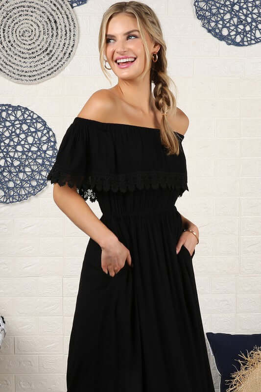 Off the Shoulder Flowy Maxi Dress, Ninexis, $ 55.00