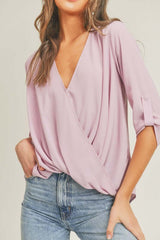 Mauve Tab Sleeve Surplice Top, Lush Clothing, $ 42.95