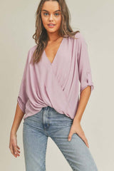 Mauve Tab Sleeve Surplice Top, Lush Clothing, $ 42.95