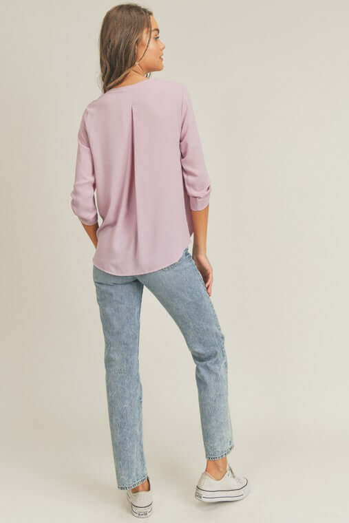 Mauve Tab Sleeve Surplice Top, Lush Clothing, $ 42.95