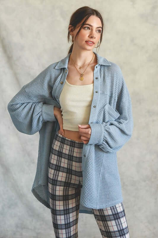 Soft Thermal Knit Shirt Top, Listicle, $ 60.95