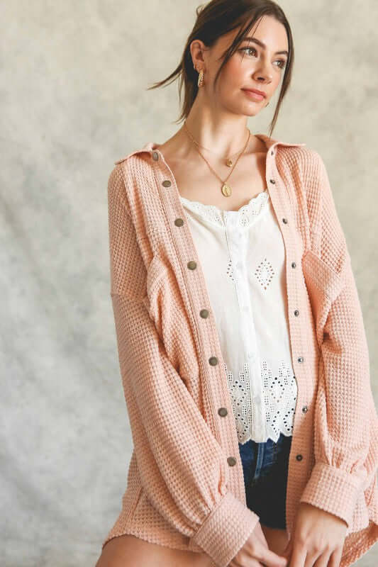 Soft Thermal Knit Shirt Top, Listicle, $ 60.95
