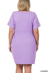 Plus Size Brushed Tie Belt Mini Dress, ZENANA, $ 29.00