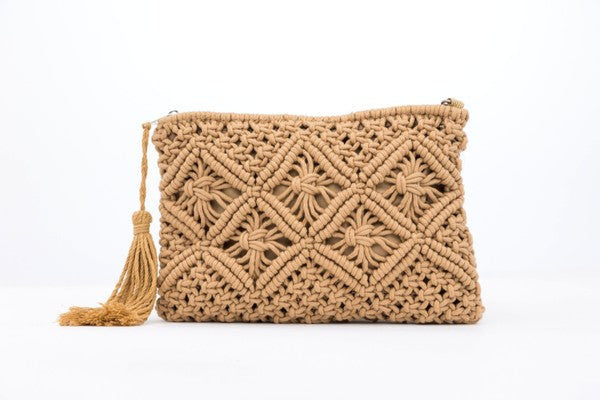 Shop Macrame Woven Tassel Clutch | Women's Boutique Handbags Online, Clutches, USA Boutique