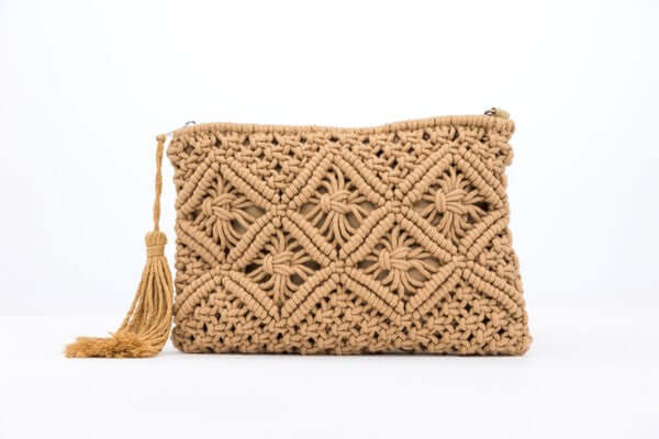 Chic Macrame Tassel Clutch - Stylish & Functional, Clutches, $ 41.00, A Moment Of Now™