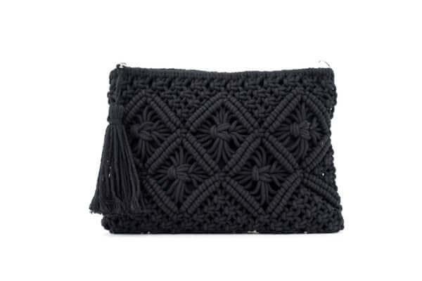 Chic Macrame Tassel Clutch - Stylish & Functional, Clutches, $ 41.00, A Moment Of Now™