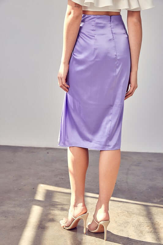 Solid Side Gathered Slit Midi Skirt, Do + Be Collection, $ 64.95