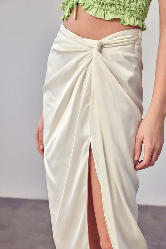 Solid Side Gathered Slit Midi Skirt, Do + Be Collection, $ 64.95