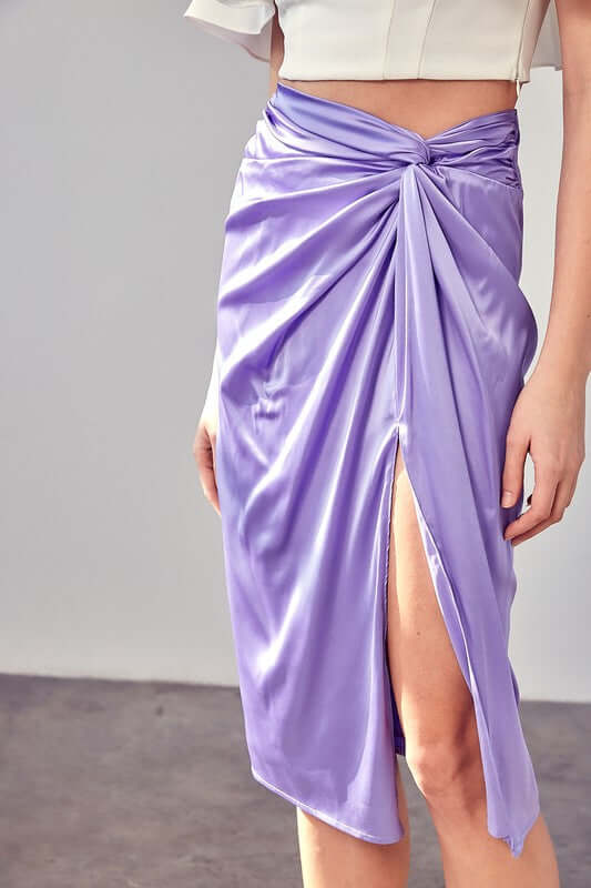 Solid Side Gathered Slit Midi Skirt, Do + Be Collection, $ 64.95