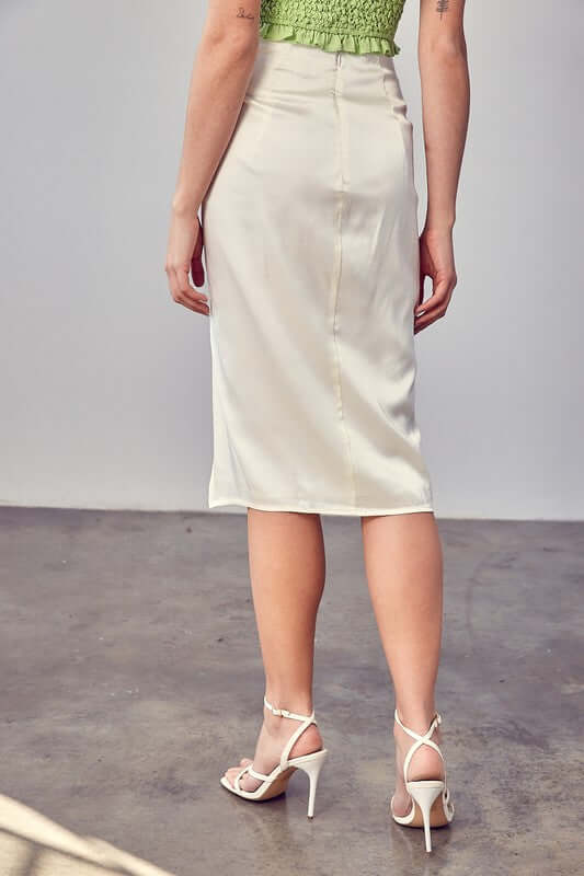 Solid Side Gathered Slit Midi Skirt, Do + Be Collection, $ 64.95