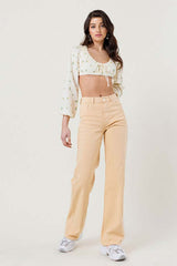 Shop Nude High Waisted Wide Cut Straight Leg Jeans | USA Women's Boutique, Jeans, USA Boutique