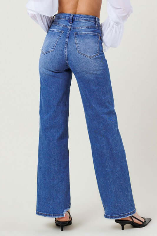 Shop Women's Medium Stone High Rise Wide Leg Jeans | USA Boutique Online, Jeans, USA Boutique