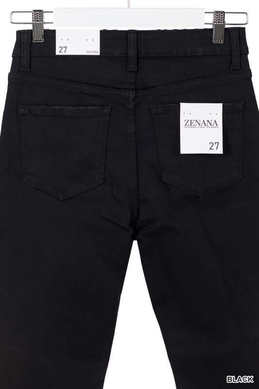 Black Distressed Cropped Denim Jeans, ZENANA, A Moment Of Now