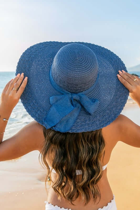 Scallop Edge Bow Accent Straw Sunhat - Stylish Sun Protection, Sunhats, $ 36.95, A Moment Of Now™